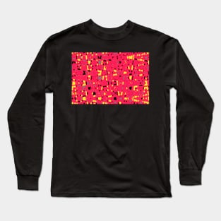 Vibrant pink background, black and yellow spots design Long Sleeve T-Shirt